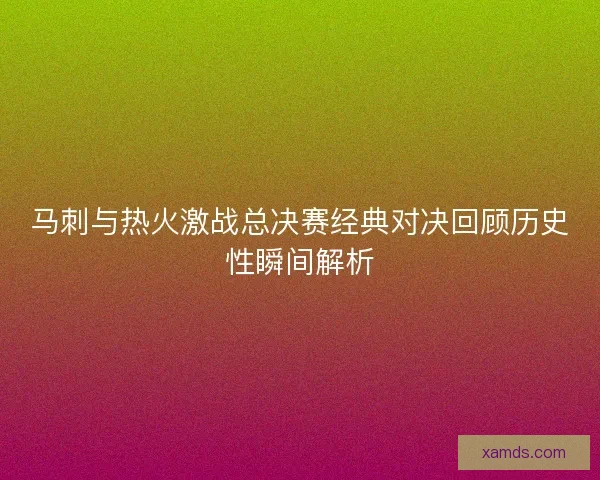 马刺与热火激战总决赛经典对决回顾历史性瞬间解析